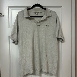 Lacoste Men's Heather Gray Polo with Green Crocodile Logo